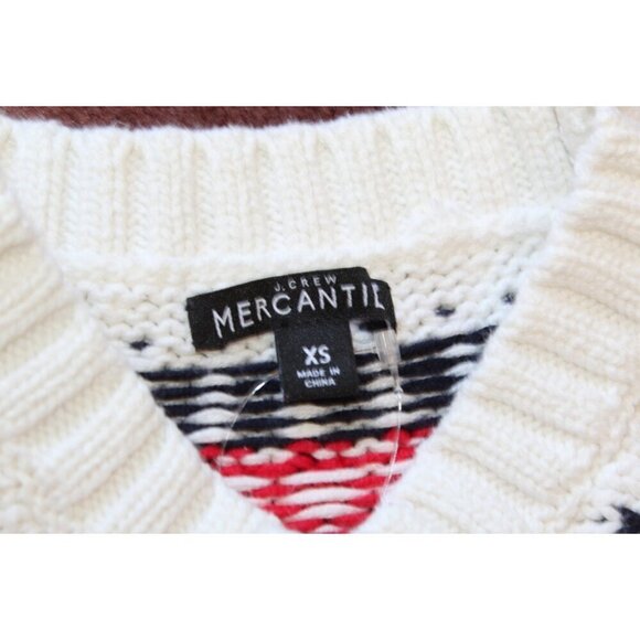 J. Crew Fair Isle Knit Sweater XS Crew Neck Long Sleeve Cotton Christmas - Picture 5 of 7